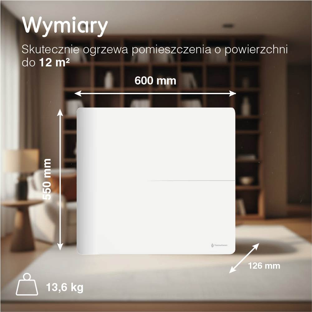 Grzejnik elektryczny WiFi dualny system 1000W Molia