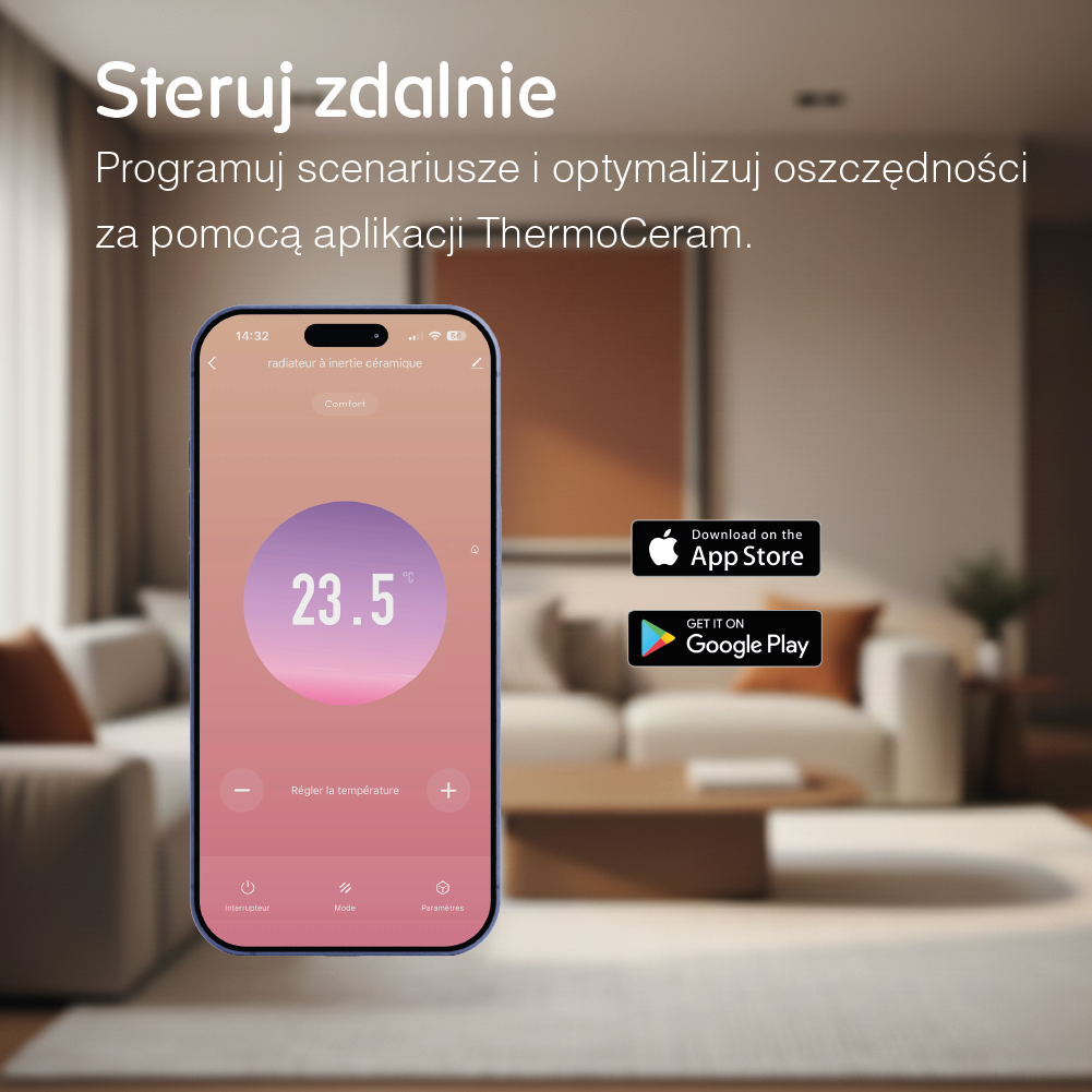 Grzejnik elektryczny WiFi dualny system 2000W Molia